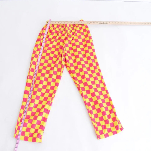 Anti Social Social Club Pink Yellow Checker Velour 2 Piece Pajamas 100% Cotton S - Picture 12 of 16